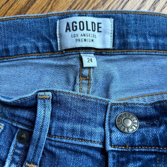 AGolde A Golde Blue Sophie High-Rise Distressed Skinny Jeans Size 24 - Picture 7 of 16